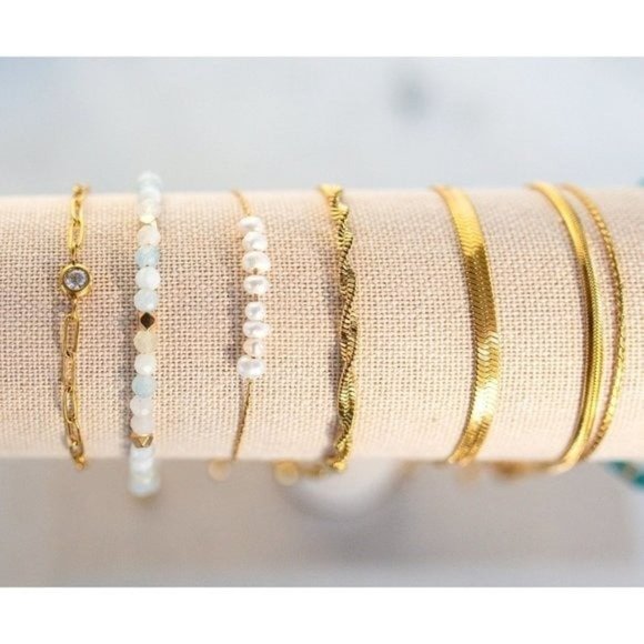 Bracelet Dainty Pearl WATERPROOF bracelet Adorable Stacking Bracelet Minimalist - Picture 4 of 10